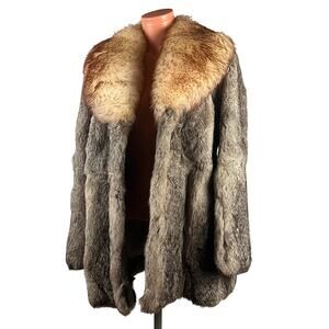 Luxury Rabbit Fur Coat w/Shearling Collar Penny Lane Size fits S